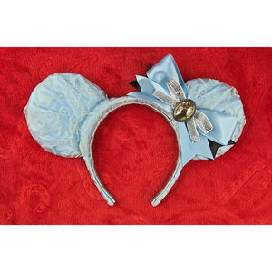 Cinderella Blue Lace Ribbon Bow Ears Headband Handmade Disney Inspired